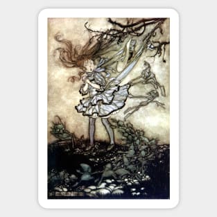 Mischievous Fairies - Peter Pan in Kensington Gardens - Arthur Rackham Sticker